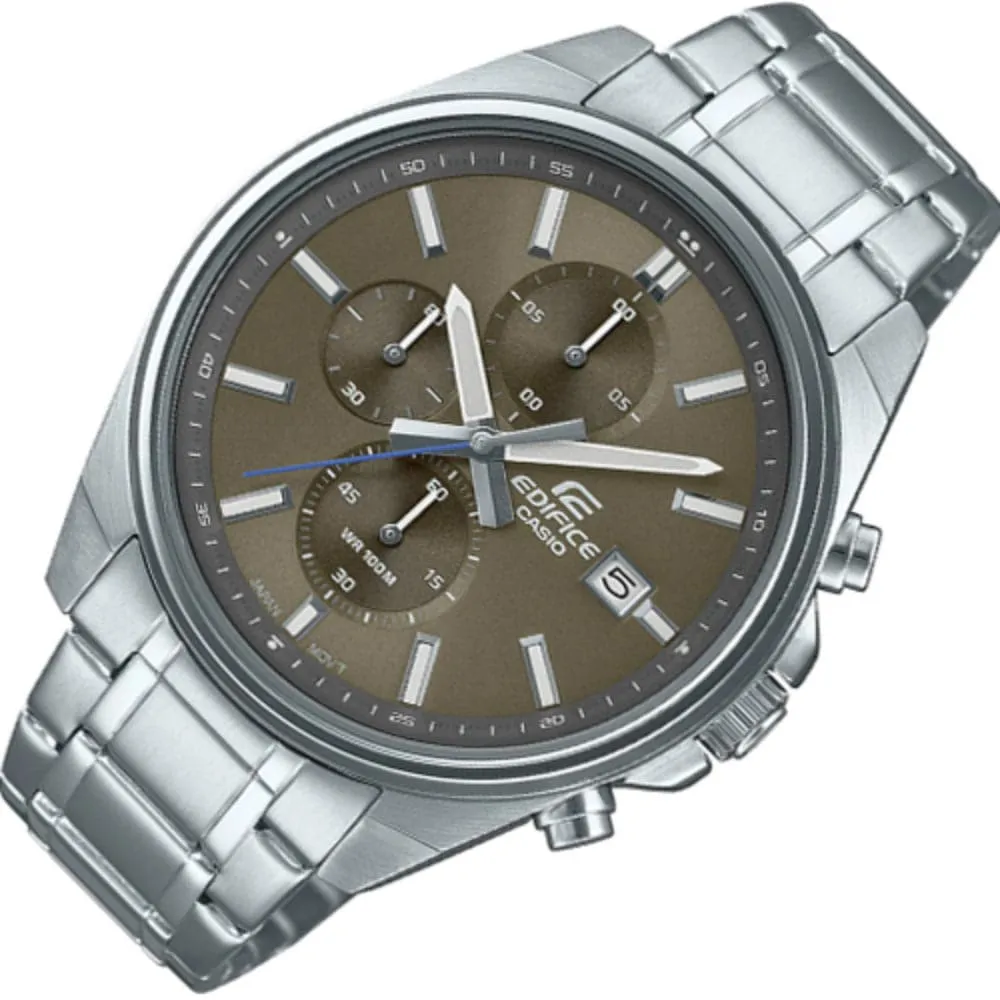 Casio Edifice Chronograph Brown Dial And Silver Stainless Steel Strap Men Watch EFV-610D-5CVUDF
