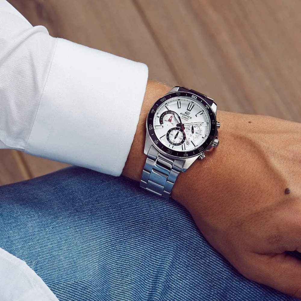 Casio Edifice Chronograph Silver Stainless Steel Strap Men Watch EFV-570D-7AVUDF-P