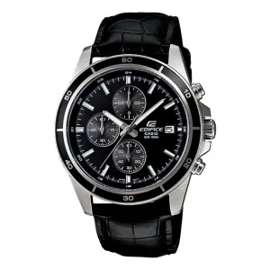 CASIO EDIFICE EFR-526L-1AVUDF-P BLACK LEATHER MEN WATCH