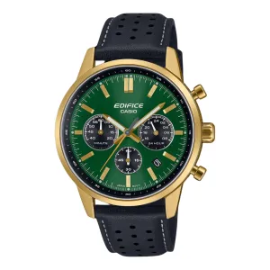 CASIO EDIFICE EFR-575CL-3ADF STANDARD CHRONOGRAPH GREEN DIAL BLACK STRAP WATCH