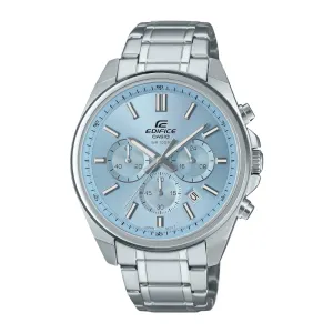 CASIO EDIFICE EFV-650D-P SERIES STANDARD CHRONOGRAPH LIGHT BLUE & PEACH DIAL STEEL WATCH