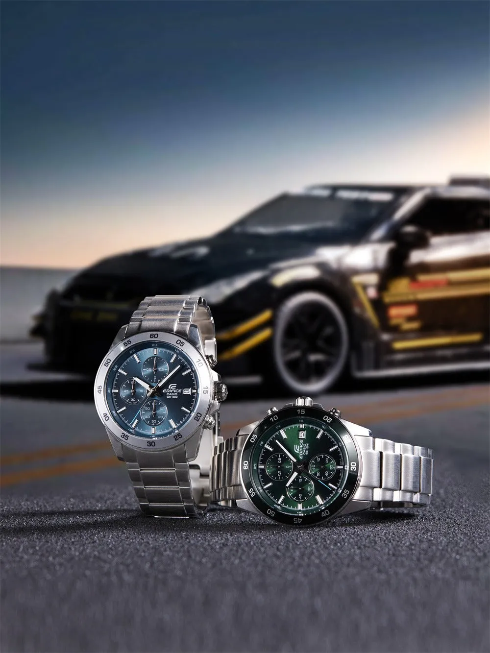 Casio Edifice Green Dial Silver Stainless Steel Strap Men Watch EFR-526D-3AVUDF-P