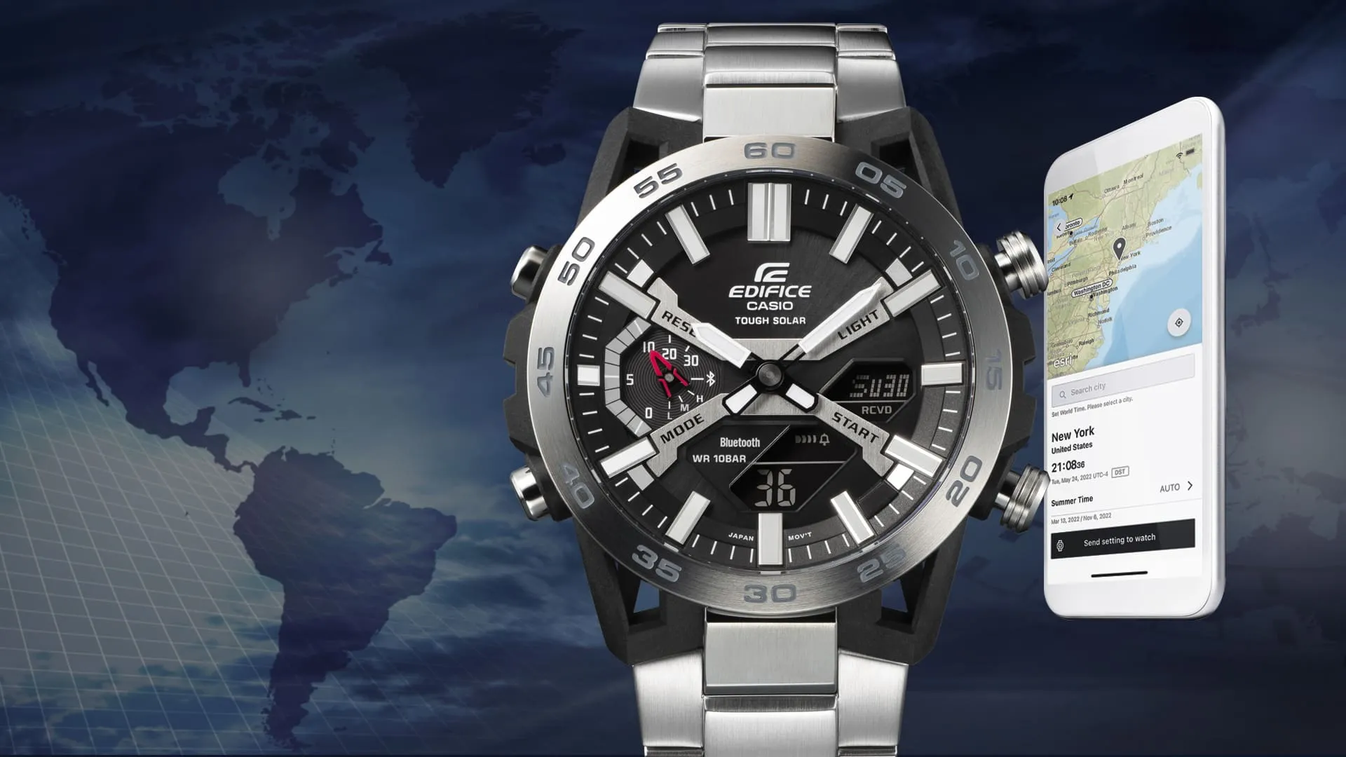 Casio Edifice Sospensione Silver Stainless Steel Band Watch ECB2000D-1A