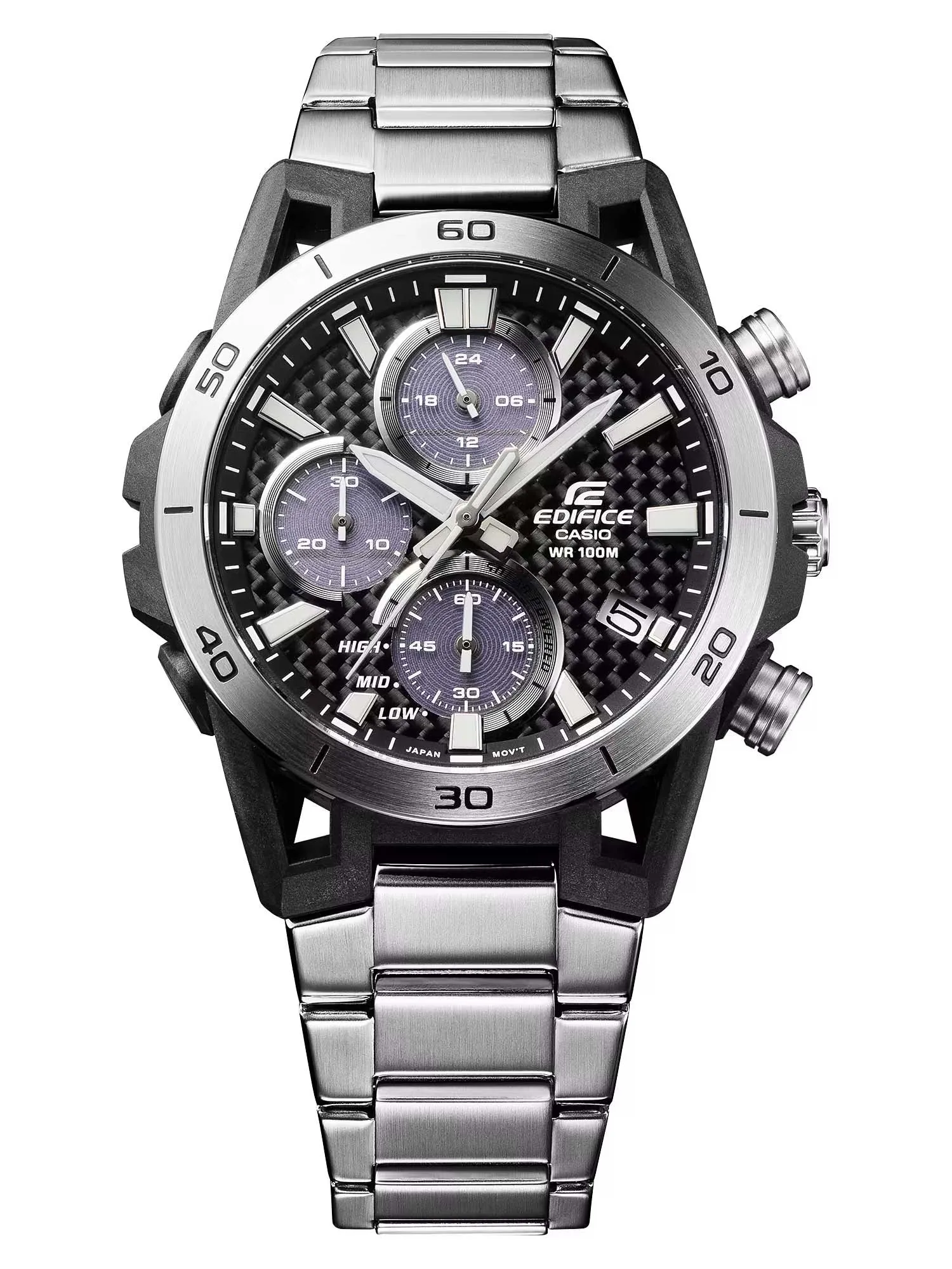 Casio EDIFICE SOSPENSIONE Steel Carbon Solar Chrono Mens Watch EQS960D-1AV