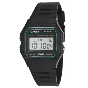 Casio F-91W-3DG Black Resin Strap Watch for Men and Women