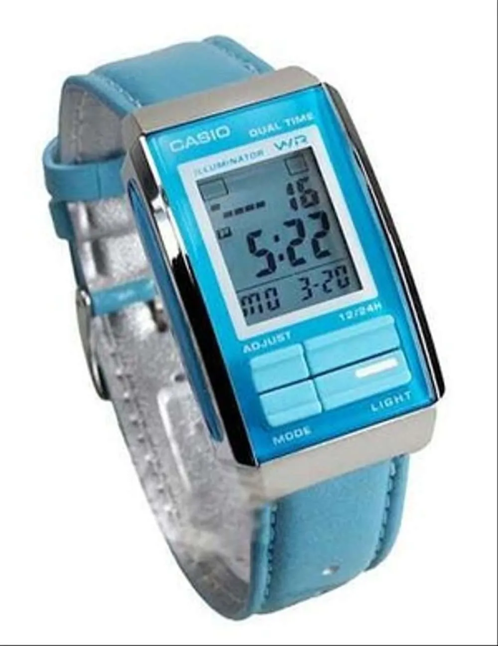 Casio Futurist LA-201WBL-2A Blue Leather Strap Watch for Women