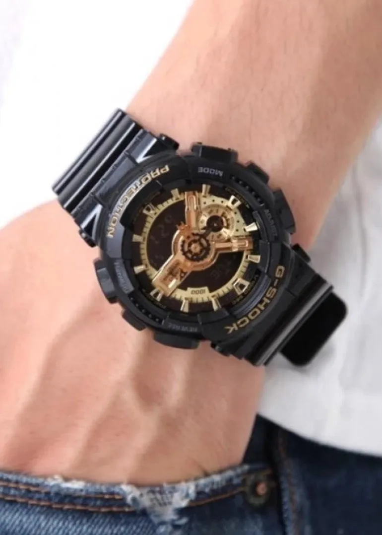 CASIO G-SHOCK ANALOGUE / DIGITAL  BLACK & GOLD GA110GB-1A
