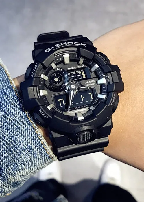 CASIO G SHOCK ANALOGUE / DIGITAL BLACK GA700-1B