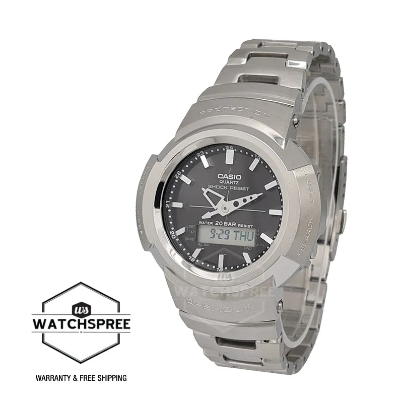 Casio G-Shock AW-500 Lineup Analog-Digital Silver Stainless Steel Band Watch AWM500D-1A AWM-500D-1A