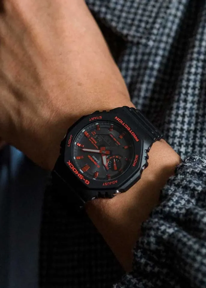 CASIO G-SHOCK CARBON CORE GUARD SLIM DUO SOLAR IGNITE RED GAB2100BNR-1A