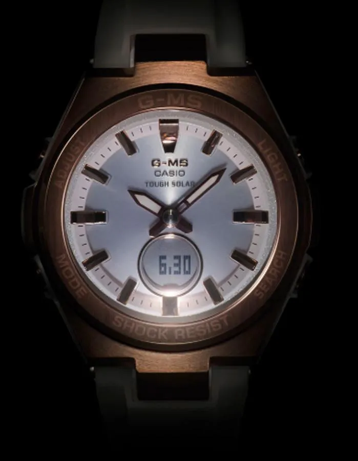 Casio G-Shock G-MS Womens Watch - Rose Gold-Tone - Afterglow - Solar Powered