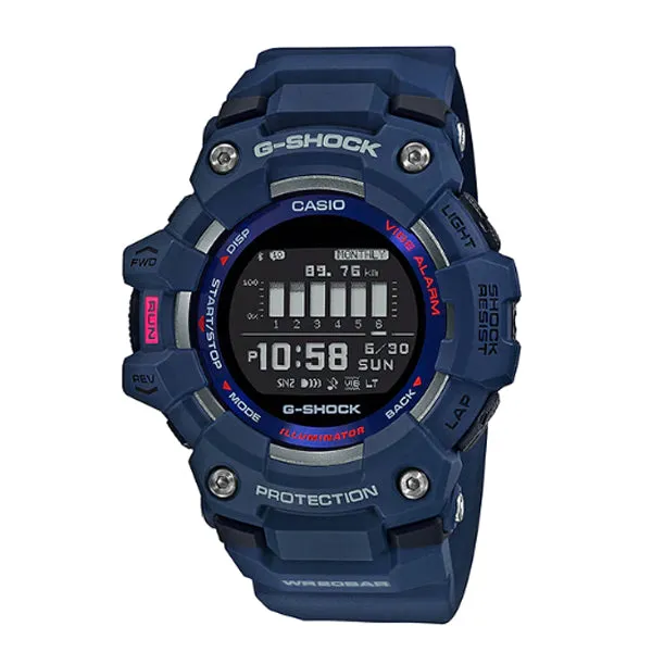 Casio G-Shock G-SQUAD Bluetooth Blue Resin Band Watch GBD100-2D GBD-100-2