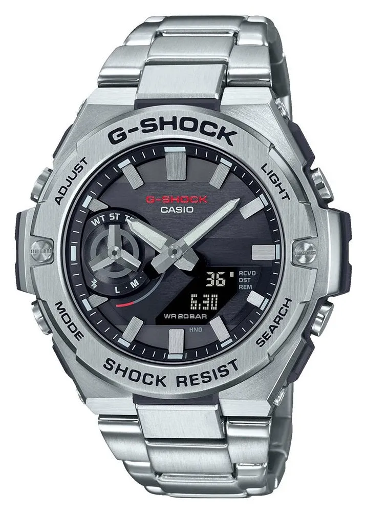CASIO G-SHOCK G-STEEL DUO SOLAR BLACK DIAL STAINLESS STEEL GSTB500D-1A