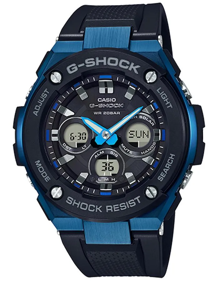 Casio G-Shock G-STEEL Mens - Solar - Digital/Analog - Black/Blue-200M -LED Light