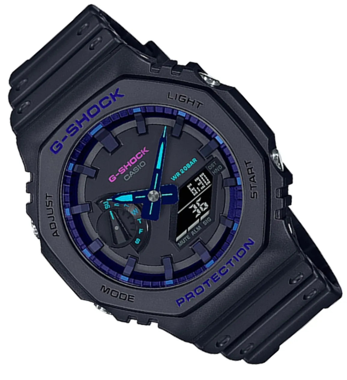 Casio G-shock GA-2100VB-1A Digital Analog Rubber Strap Watch For Men