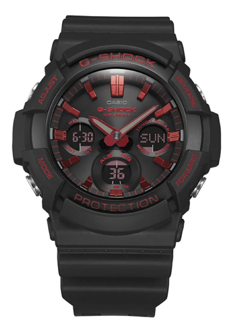 Casio G-shock GAS-100BNR-1A Solar Digital Analog Rubber Strap Watch For Men