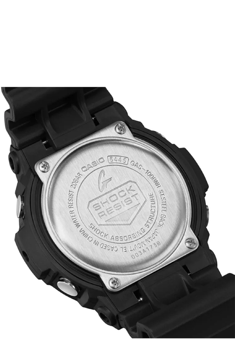 Casio G-shock GAS-100BNR-1A Solar Digital Analog Rubber Strap Watch For Men
