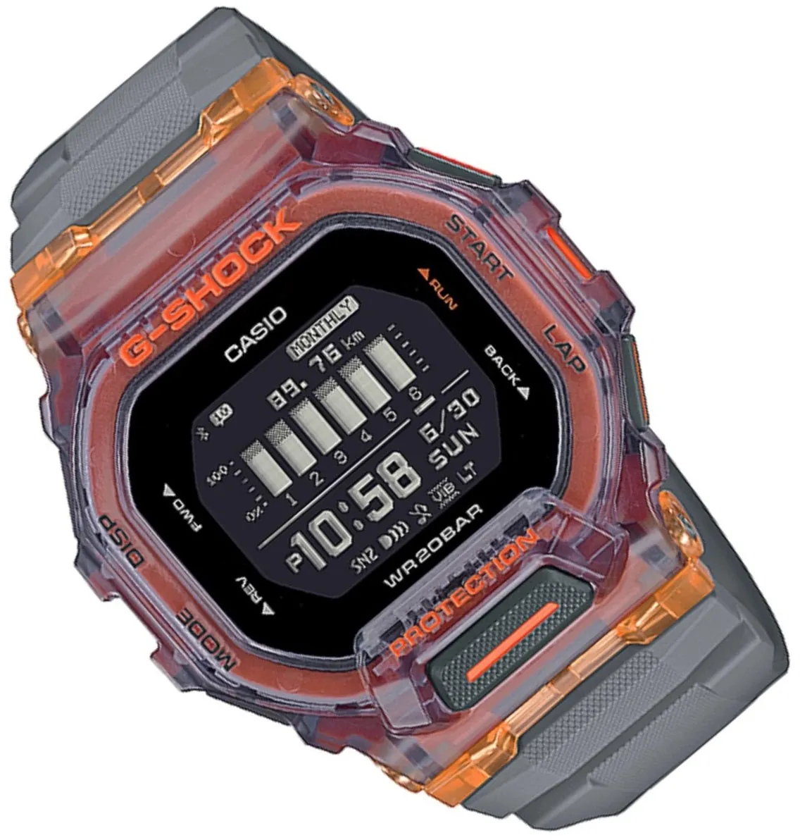Casio G-shock GBD-200SM-1A5 Bluetooth Digital Rubber Strap Watch For Men