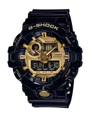 Casio G-Shock Mens Garish Color - Black & Gold - Perforated Band - World Time