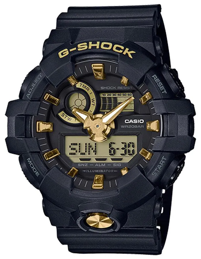 Casio G-Shock Mens Watch - Black & Gold - World Time - 200M