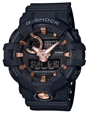 Casio G-Shock Mens Watch - Black & Rose Gold - World Time - 200M
