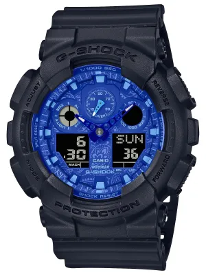 Casio G-Shock "Blue Paisley" Series Ana-Digi Mens Watch GA100BP-1A