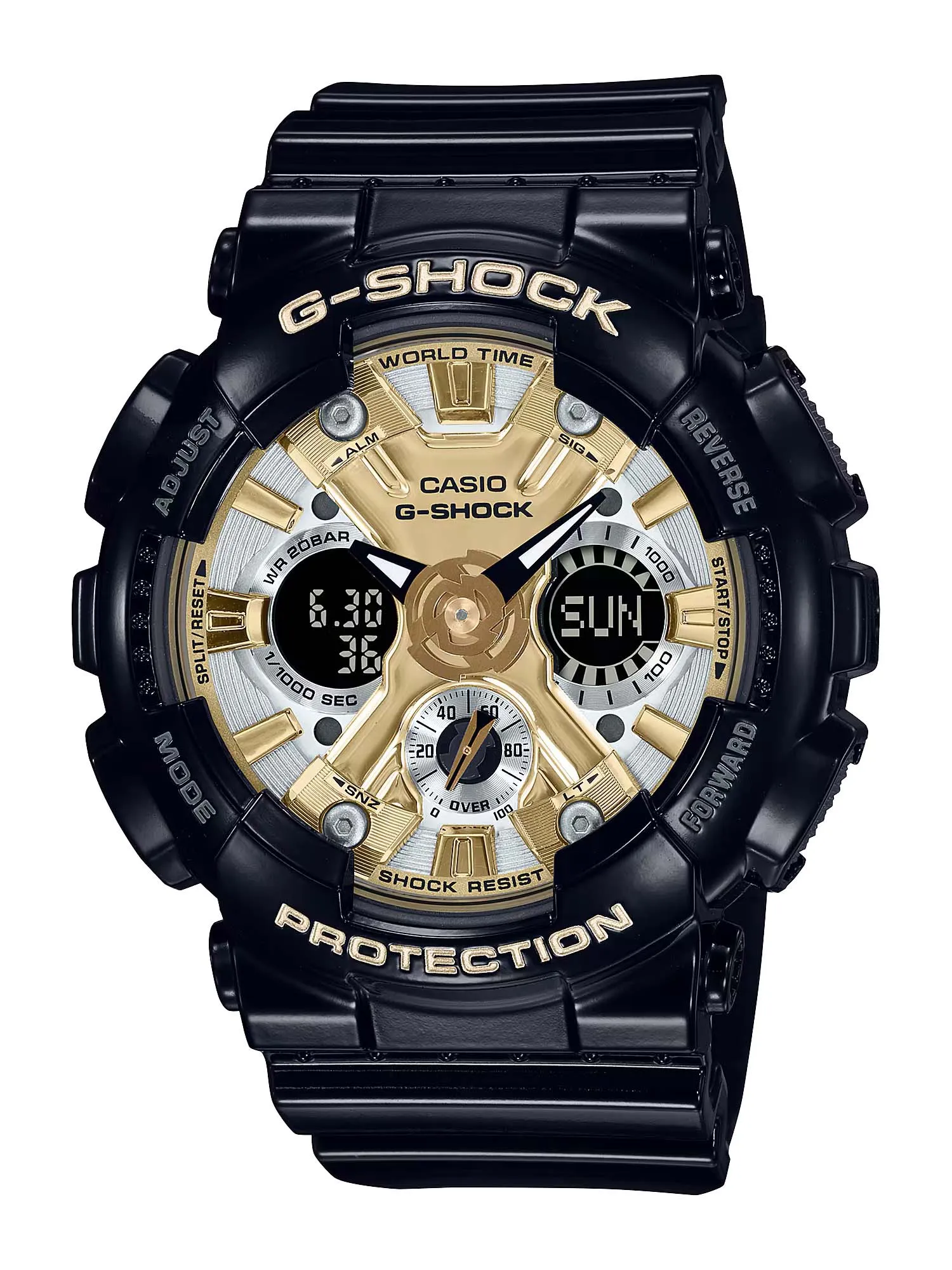 Casio G-Shock S-SERIES Magnetic Resistance Black/Gold Womens Watch GMAS120GB-1A