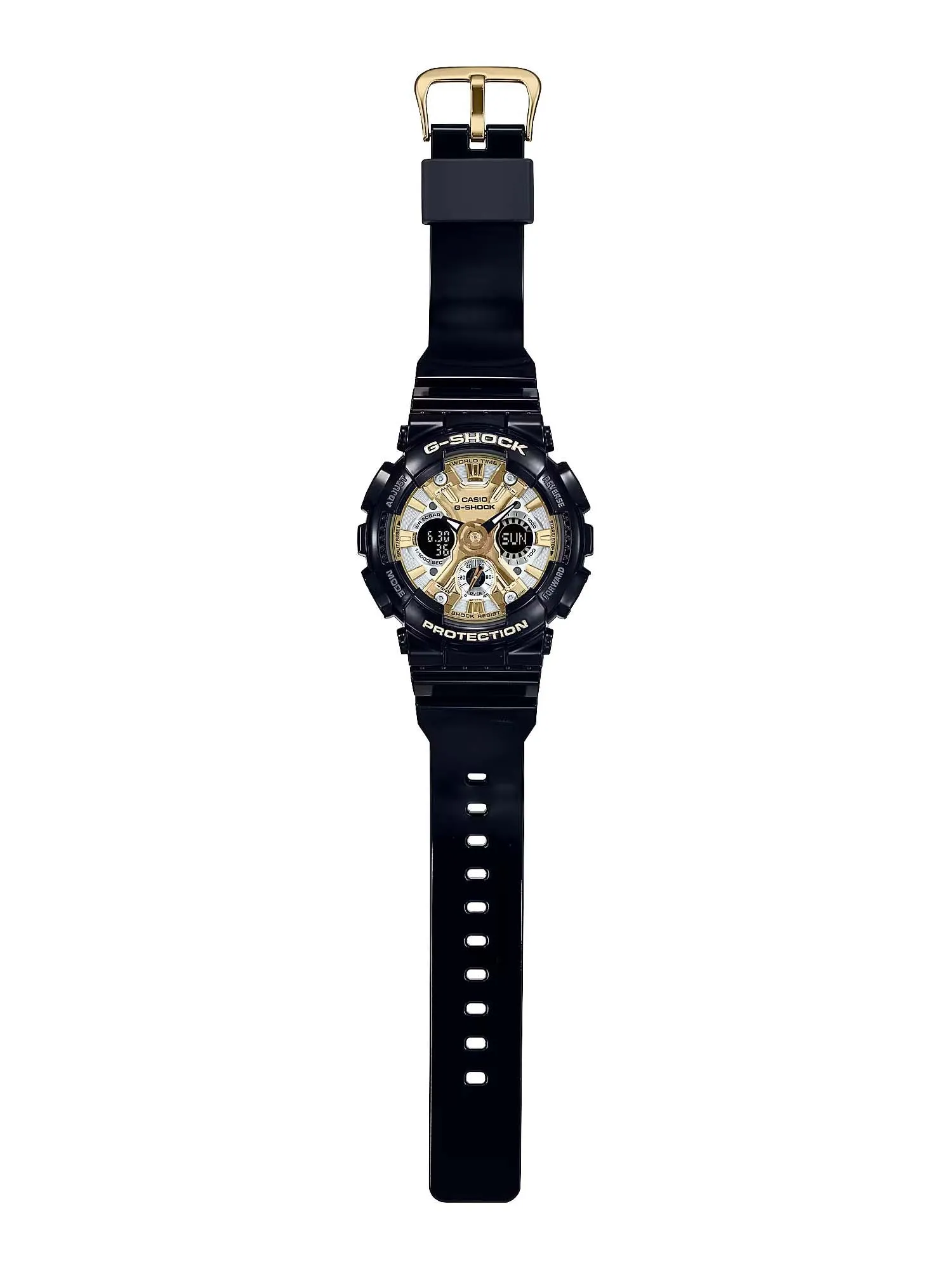 Casio G-Shock S-SERIES Magnetic Resistance Black/Gold Womens Watch GMAS120GB-1A