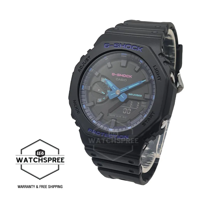 Casio G-Shock Special Colour Model Carbon Core Guard Structure Black Resin Band Watch GA2100VB-1A GA-2100VB-1A