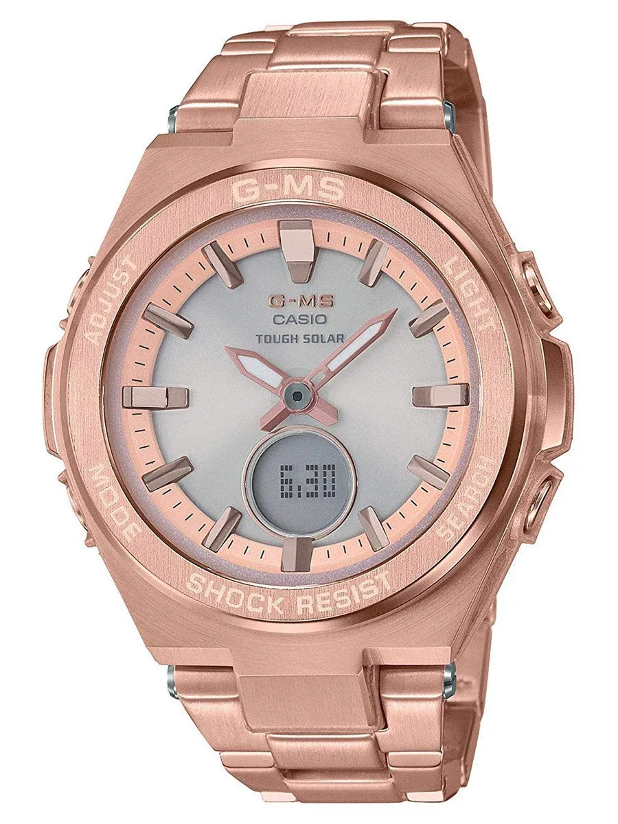 Casio G-Steel G-MS Solar Ana-Digi Womens Rose Gold Watch MSGS200DG-4A