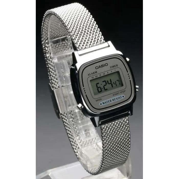 Casio LA670WEM-7DF Silver Mesh Watch for Women