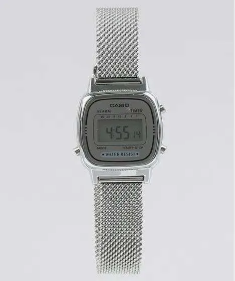 Casio LA670WEM-7DF Silver Mesh Watch for Women
