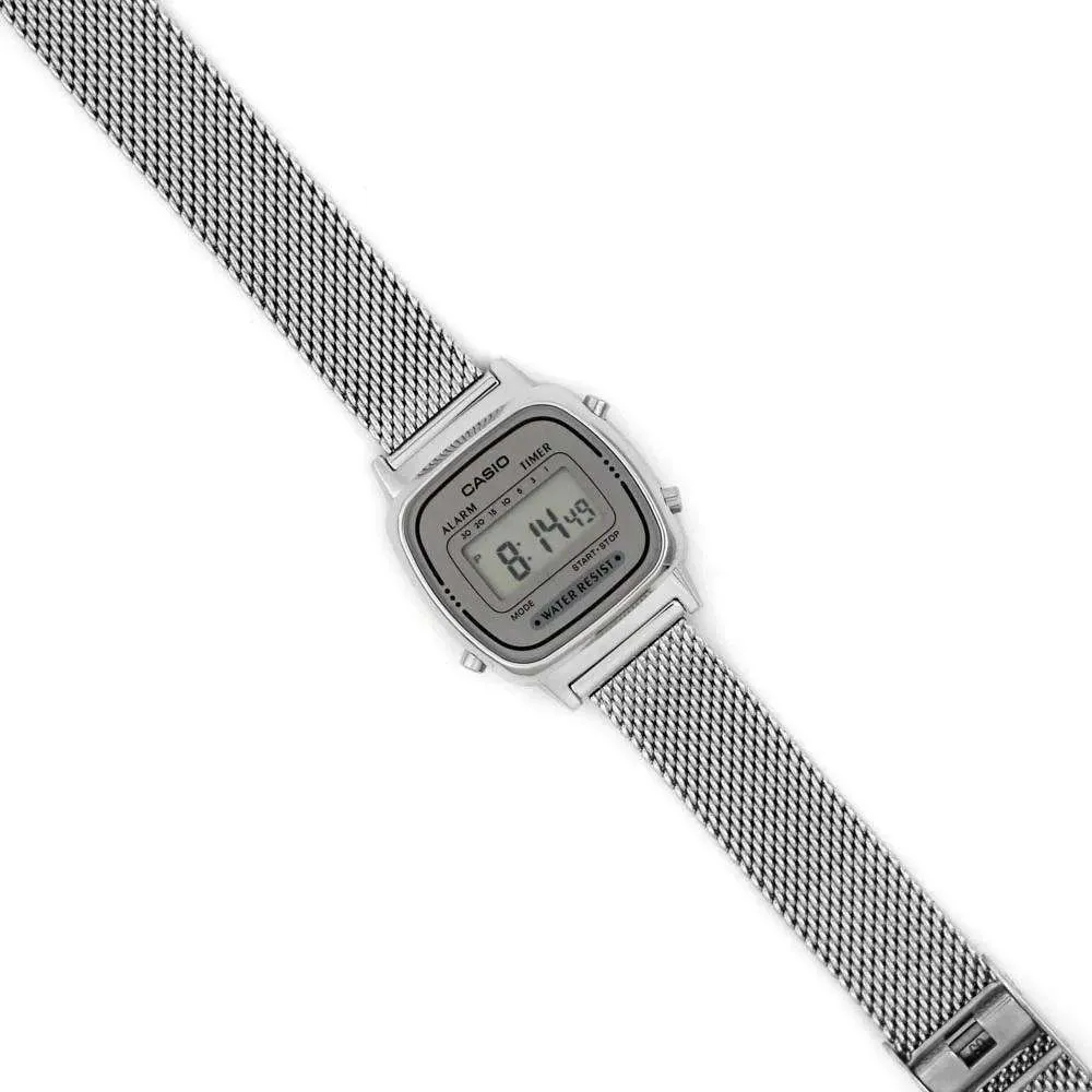 Casio LA670WEM-7DF Silver Mesh Watch for Women