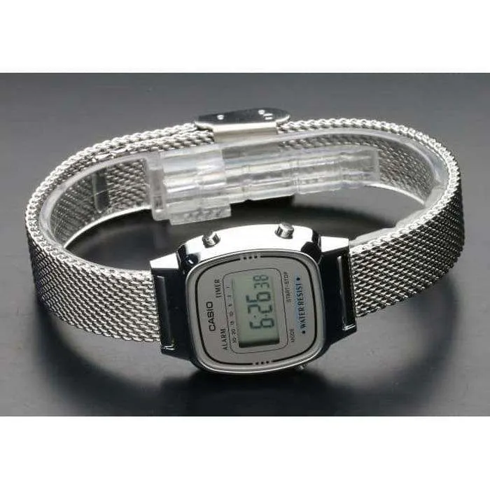 Casio LA670WEM-7DF Silver Mesh Watch for Women