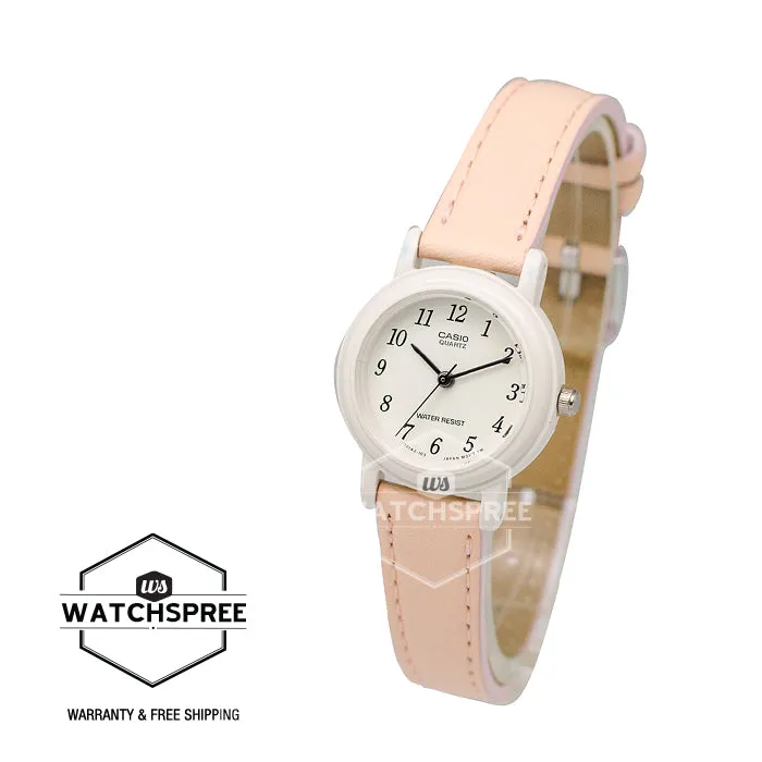 Casio Ladies' Standard Analog Orange Leather Strap Watch LQ139L-4B2 LQ-139L-4B2