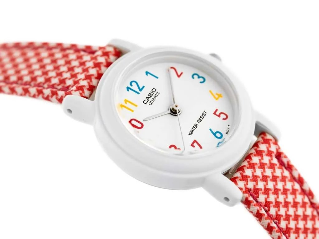 Casio LQ-139LB-4B Red Leather Strap Watch for Women