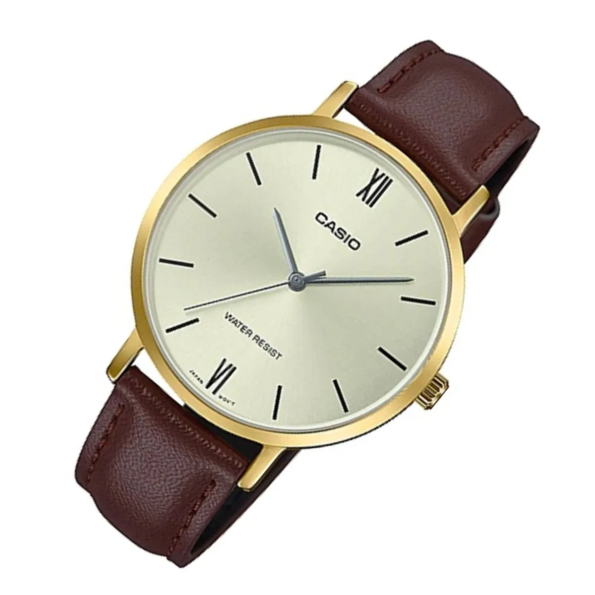 Casio LTP-VT01GL-9B Brown Leather Strap Watch for Women