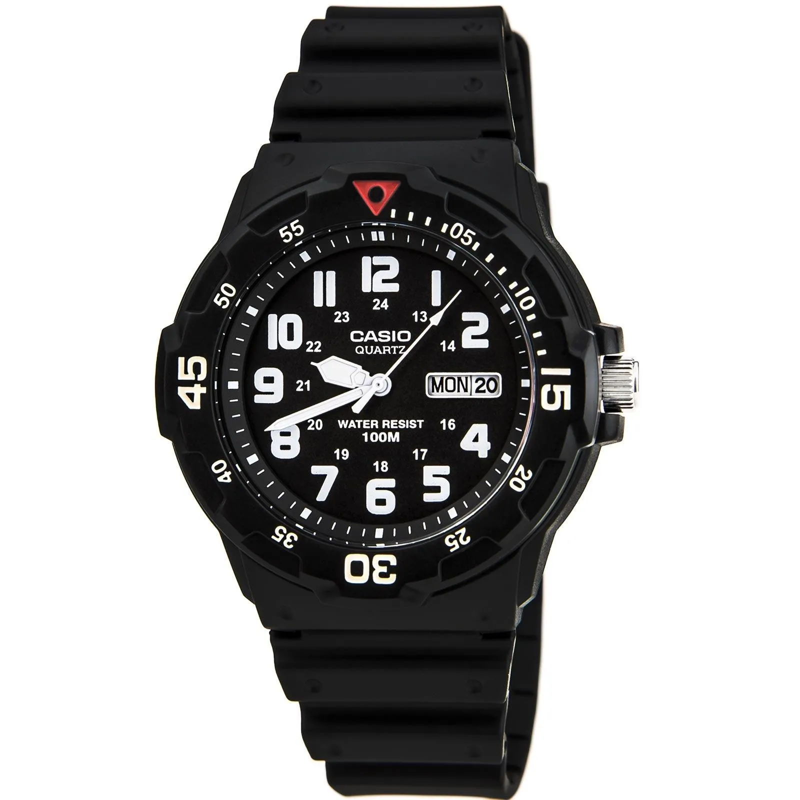 Casio Men's Classic Sport Black Dial Resin Strap Dual Time Watch | MRW200H-1B