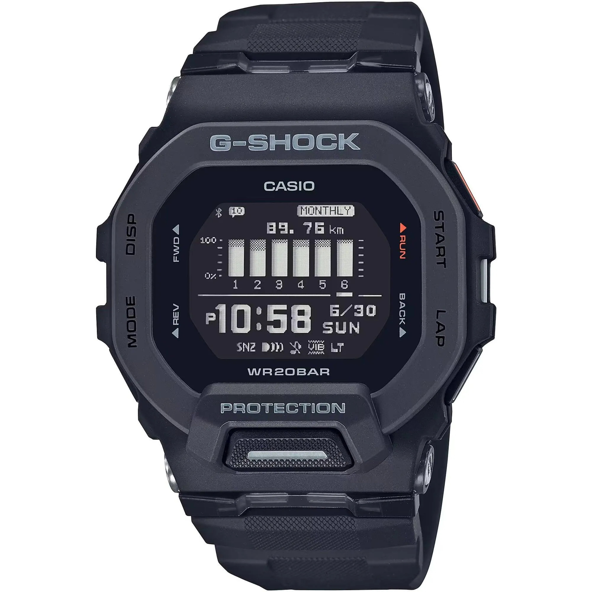 Casio Men's Digital Watch - G-Shock G-Squad 200 Series Black Resin Strap | GBD200-1
