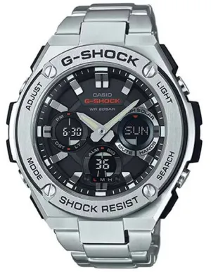 Casio Mens G-Shock G-Steel Solar Watch - Ana-Digi - Black Dial - Stainless Steel