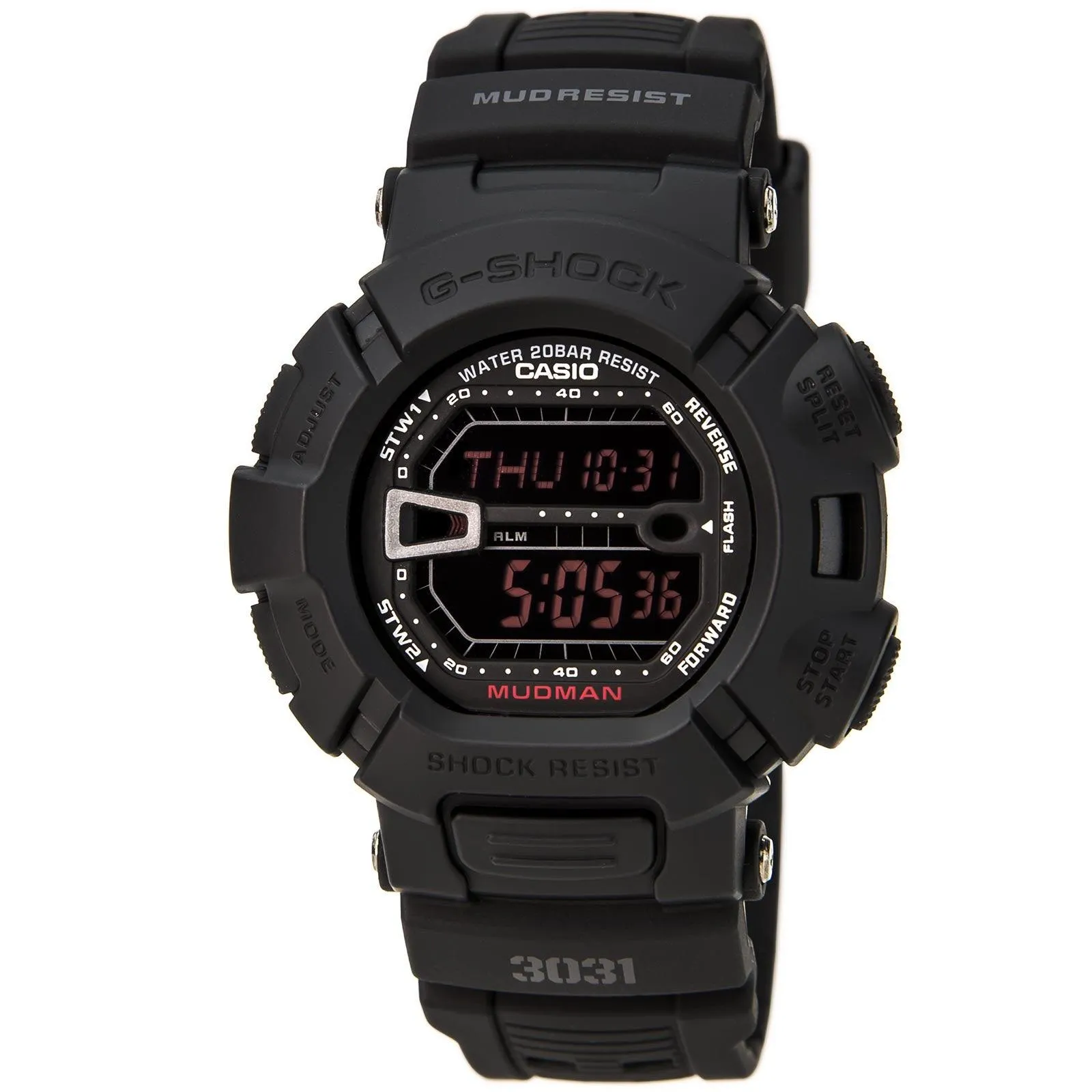 Casio Men's G-Shock World Time Black Resin Strap Black Digital Dial Quartz Dive Watch | G9000MS-1
