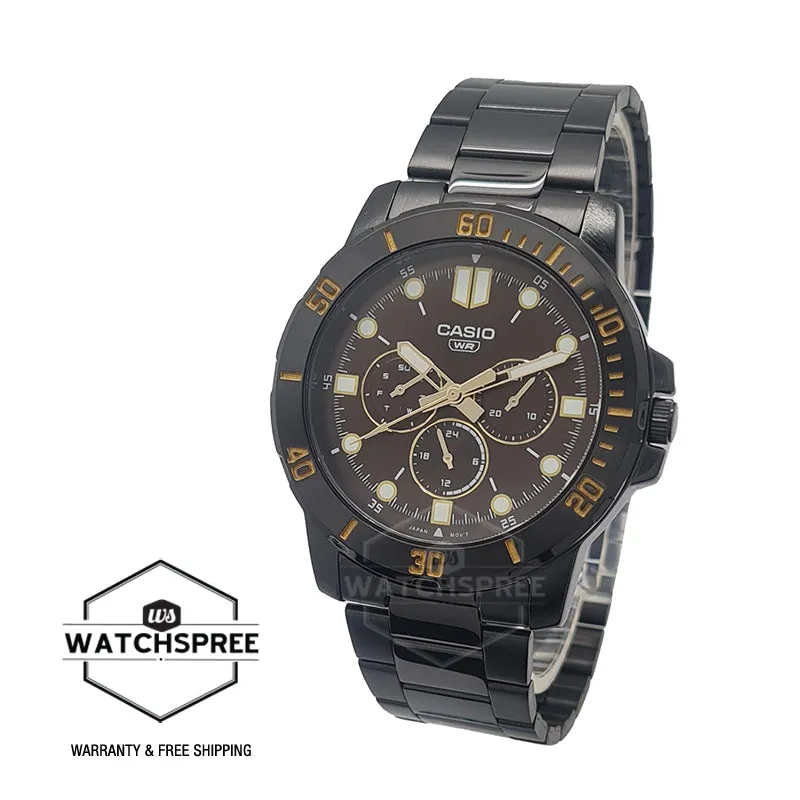 Casio Men's Multi-Hand Black Stainless Steel Band Watch MTPVD300B-5E MTP-VD300B-5E