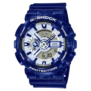 Casio Men's Quartz Watch - G-Shock Blue and White Ana-Digi Dial Strap | GA110BWP-2A