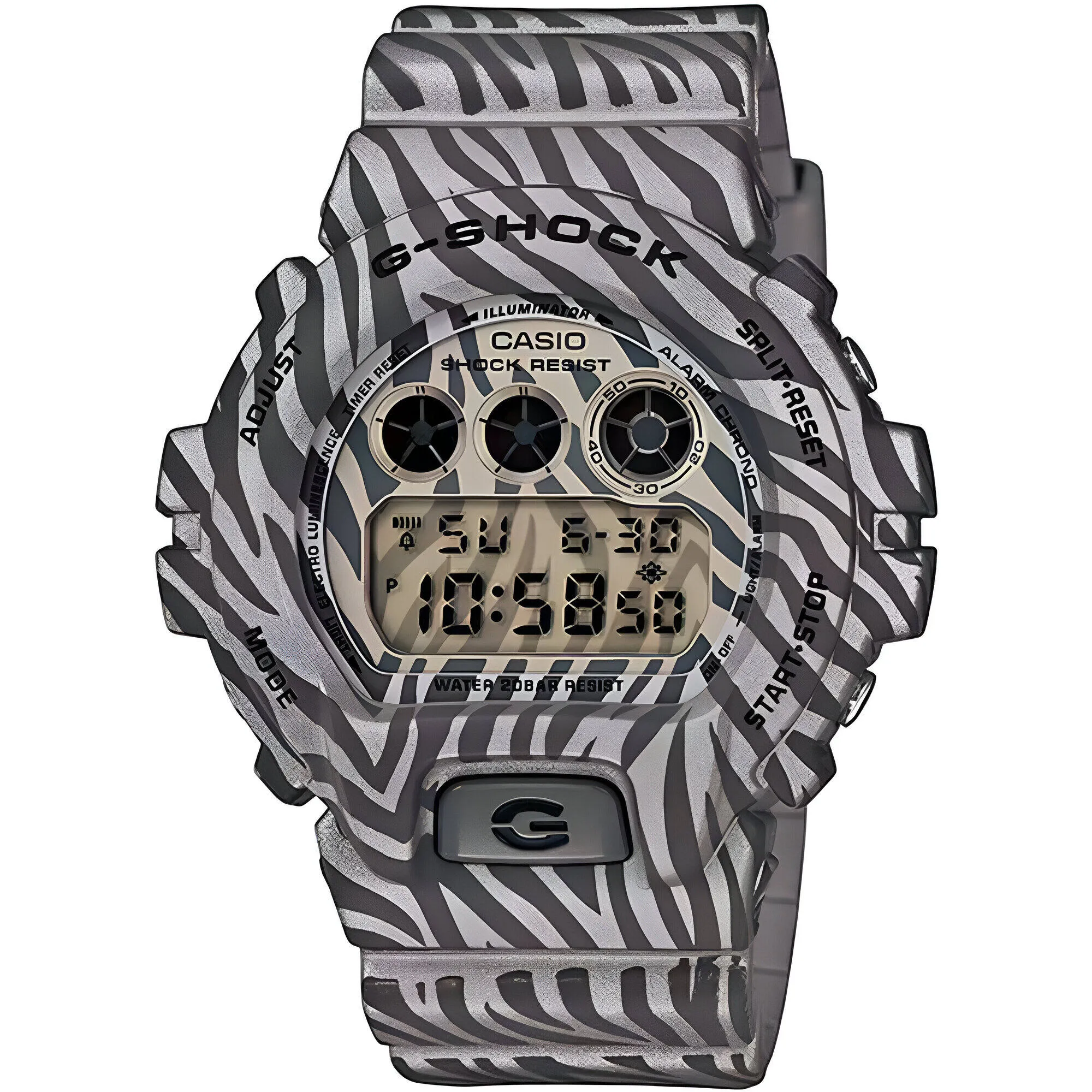 Casio Men's Watch - G-Shock Grey Digital Dial Resin Strap Chronograph | DW6900ZB-8
