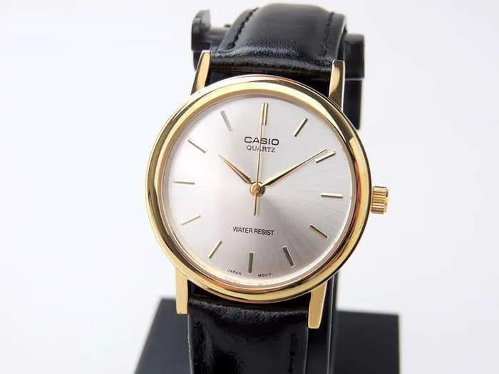 Casio MTP-1095Q-7AD Black Leather Strap Watch for Men and Women