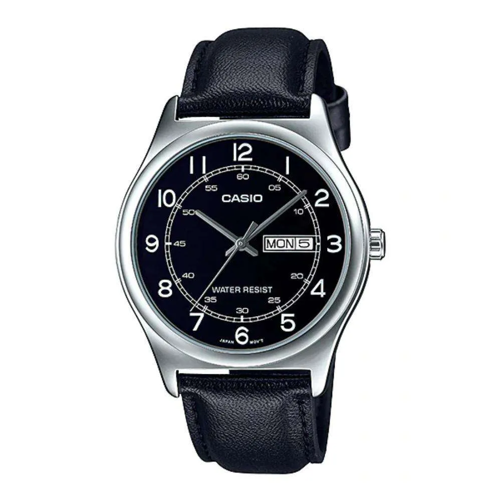 Casio MTP-V006L-1B2 Black Leather Watch for Men