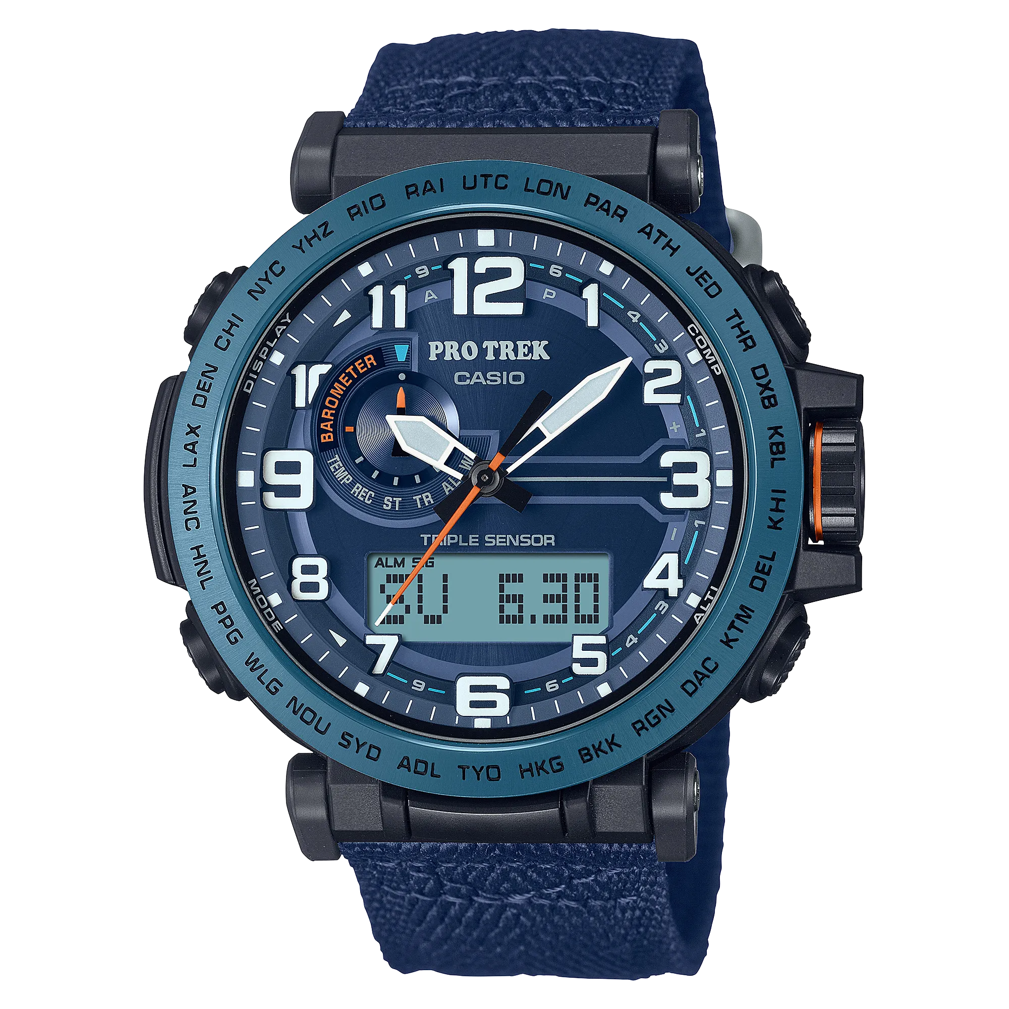 Casio Protek DUO Climber Blue Fabric Strap Watch PRG601YB-2D