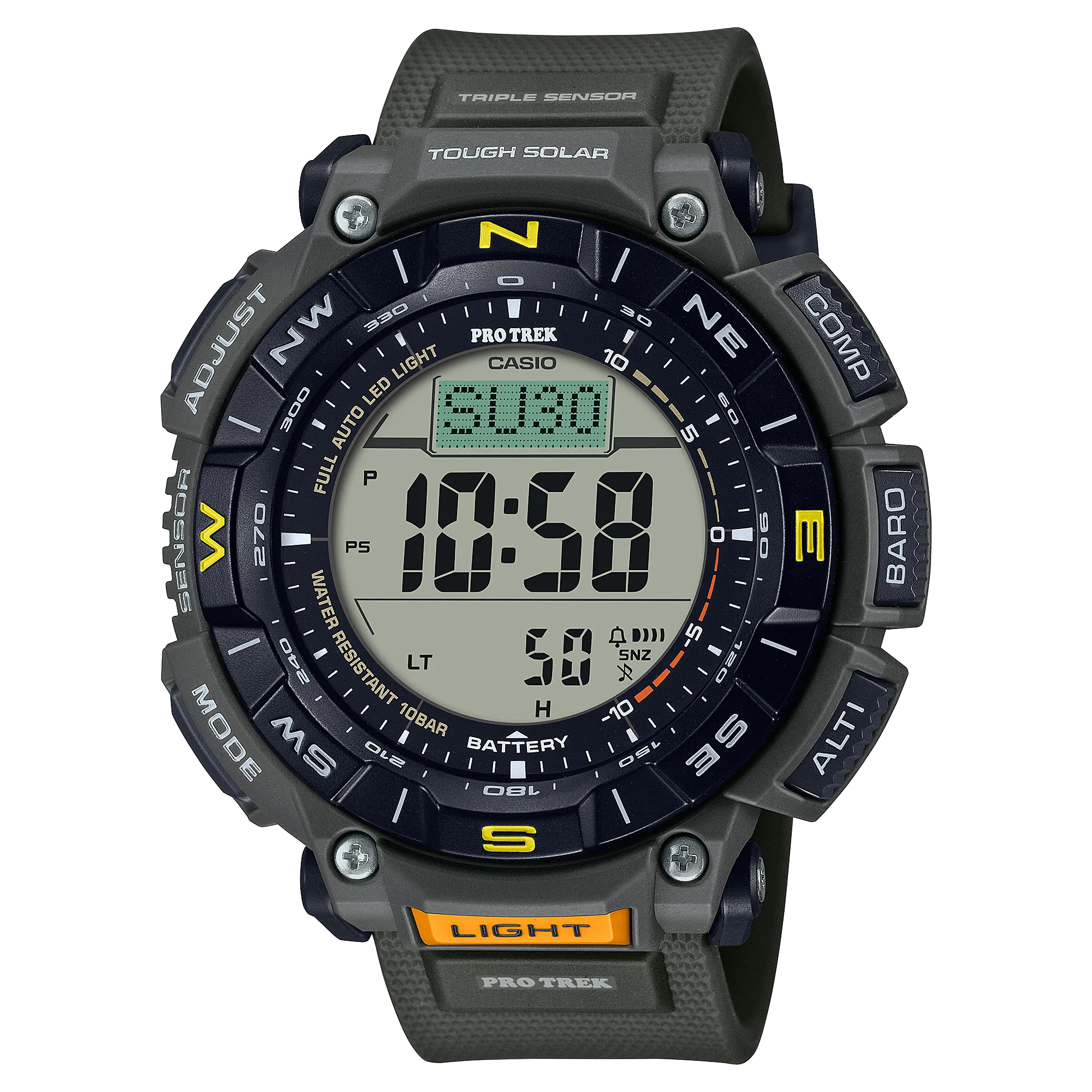 Casio Protrek Digital Solar Green Resin Band Watch PRG340-3D