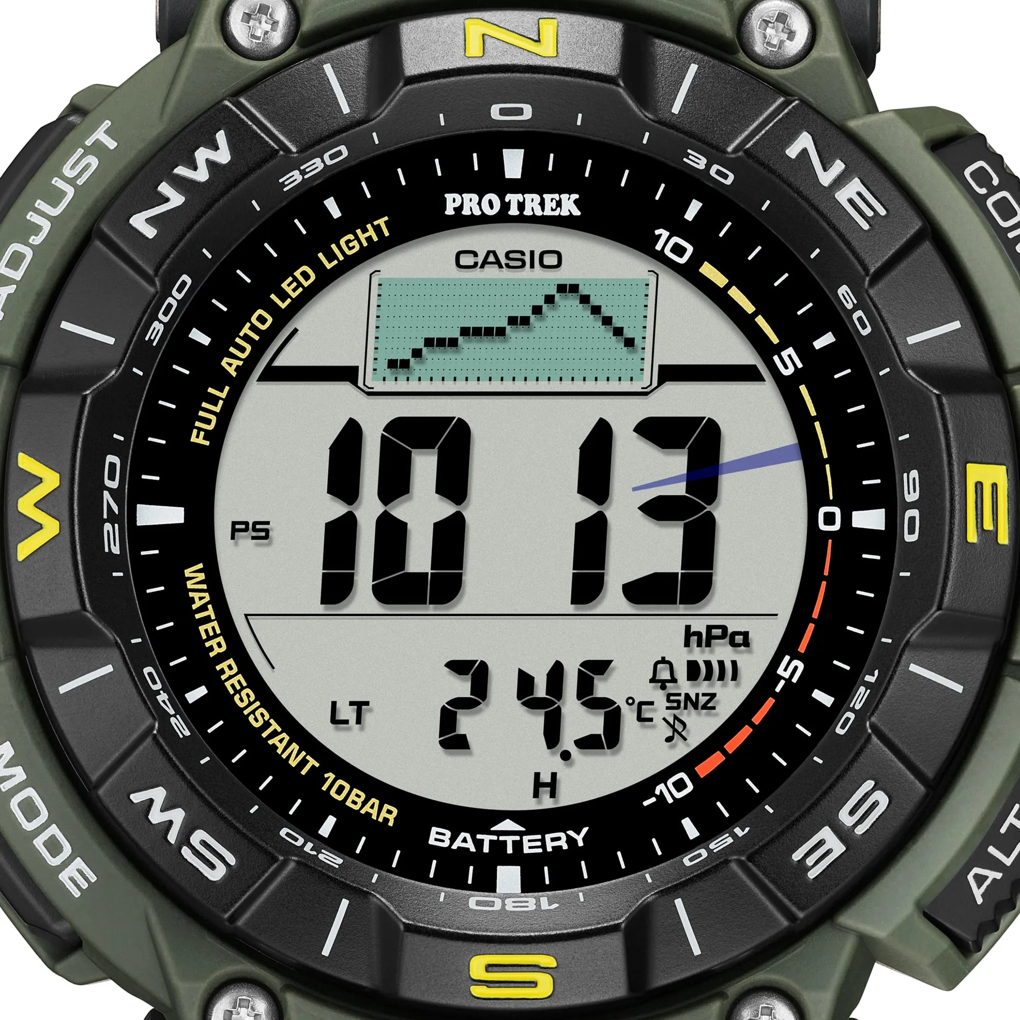 Casio Protrek Digital Solar Green Resin Band Watch PRG340-3D