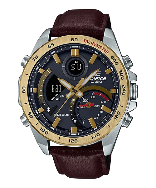 Casio Smartphone Link Model Brown Leather Band Watch ECB900GL-1A